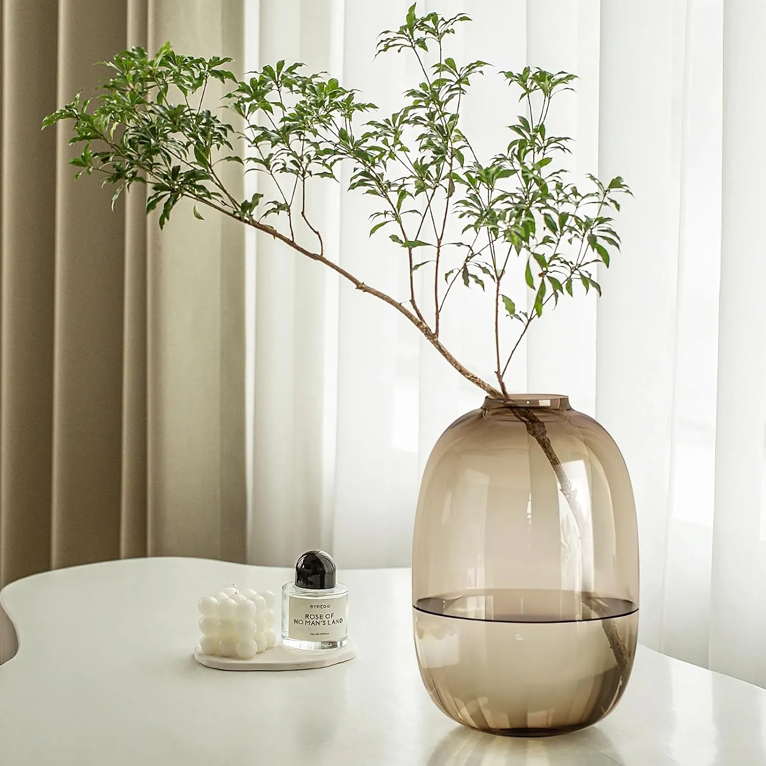 Brown Glass Vase Round Clear