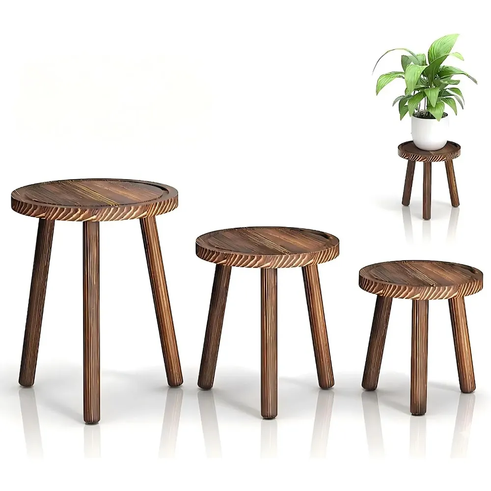 3-Pack Wood Plant Stands Indoor