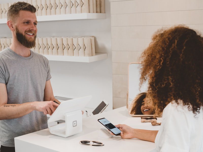 Eco-friendly shop owner in a modern sustainable store